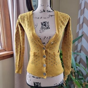 Wallace Yellow Polka Dot Cardigan Size XS
